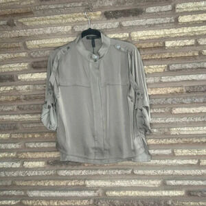 BCBGMaxAzria Mocha Brown Military Style Blouse NWOT Size Medium